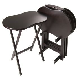 5 Piece TV Table Set in Espresso Finish with Peanut Shape Top