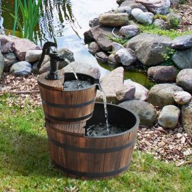 Rustic Wooden Whisky Barrel Water Fountain