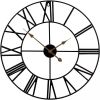 24-Inch Black Metal Roman Numeral Wall Clock with Gold Hands