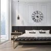 24-Inch Black Metal Roman Numeral Wall Clock with Gold Hands