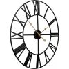 24-Inch Black Metal Roman Numeral Wall Clock with Gold Hands