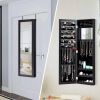 2-in-1 Black Wall or Door Mounted Jewelry Organizer with Full Length Mirror