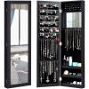 2-in-1 Black Wall or Door Mounted Jewelry Organizer with Full Length Mirror