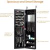 2-in-1 Black Wall or Door Mounted Jewelry Organizer with Full Length Mirror