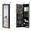 2-in-1 Black Wall or Door Mounted Jewelry Organizer with Full Length Mirror