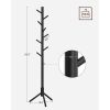 Modern Solid Wood Coat Rack in Black Finish with 8 Hanging Hooks