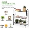 Indoor Outdoor Black Metal 3 Tier Bookcase Plant Stand Shelving Rack