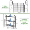 Indoor Outdoor Black Metal 3 Tier Bookcase Plant Stand Shelving Rack