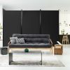 6 Ft Black 3-Panel Room Divider Screen with Steel Base & Heavy-Duty Hinges