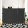 6 Ft Black 3-Panel Room Divider Screen with Steel Base & Heavy-Duty Hinges