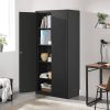 Black Steel Lockable Storage Cabinet with 4 Adjustable Shelves