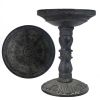 Outdoor Garden Fiberglass Bird Bath – Black Charcoal Stone Finish