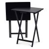 Set of 2 Folding TV Tray Table Set in Black Wood Finish – Portable Snack & Laptop Tables