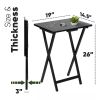 Set of 2 Folding TV Tray Table Set in Black Wood Finish – Portable Snack & Laptop Tables