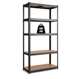 Black Heavy-Duty 60-Inch 5-Tier Adjustable Garage Shelving Rack
