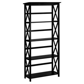 Tall 5 Tier Bookcase in Black Wood Finish