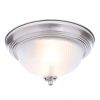 Round 11 Inch Brushed Nickel Flush Mount Ceiling Light with Frosted Glass Shade