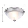 Round 11 Inch Brushed Nickel Flush Mount Ceiling Light with Frosted Glass Shade