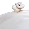 Outdoor Off White Ceramic Birdbath in Light Brown Antique Finish