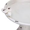 Outdoor Off White Ceramic Birdbath in Light Brown Antique Finish
