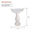 Outdoor Off White Ceramic Birdbath in Light Brown Antique Finish