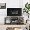 Industrial Farmhouse Metal & Wood TV Stand with Storage Shelves