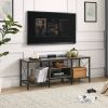 Industrial Farmhouse Metal & Wood TV Stand with Storage Shelves