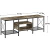 Industrial Farmhouse Metal & Wood TV Stand with Storage Shelves