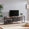 Modern Metal Wood Industrial Entertainment Center TV Stand for TVs Up to 65 Inch