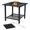 4-in-1 Square Fire Pit Grill & BBQ Dining Table with Ice Bucket