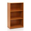 Modern 3 Shelf Bookcase in Light Cherry Wood Finish