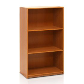 Modern 3 Shelf Bookcase in Light Cherry Wood Finish