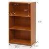 Modern 3 Shelf Bookcase in Light Cherry Wood Finish