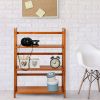 3 Shelf Folding Storage Shelves Bookcase in Honey Oak Finish