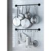 Set of 2 Black Metal Wall Mounted Pot Rack with 20 Hanging Hooks