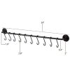 Set of 2 Black Metal Wall Mounted Pot Rack with 20 Hanging Hooks