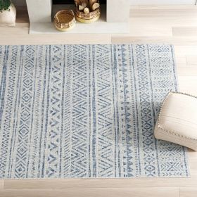 5 x 7.5 ft Blue & Grey Chevron Indoor/Outdoor Area Rug