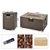 Outdoor Propane Fire Pit with Side Table & Brown Rattan