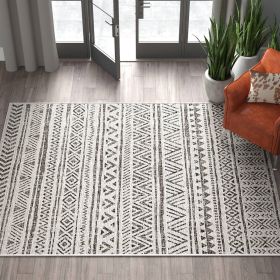 5 ft. x 8 ft. Black & Off-White Chevron Indoor/Outdoor Rug