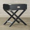 Dark Grey Black 1 Drawer End Table Nightstand with Modern Classic X-Style Legs