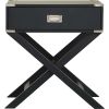 Dark Grey Black 1 Drawer End Table Nightstand with Modern Classic X-Style Legs