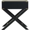 Dark Grey Black 1 Drawer End Table Nightstand with Modern Classic X-Style Legs