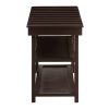 Espresso Brown Wooden Shoe Rack Storage Bench with 2 Shelves