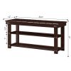 Espresso Brown Wooden Shoe Rack Storage Bench with 2 Shelves