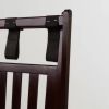 Heavy-Duty Dark Brown Solid Wood Luggage Rack with Storage Shelf