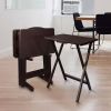 Set of 4 Folding TV Tray Table Set with Stand in Dark Brown Wood Finish