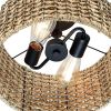 Bohemian 13.6 Inch Round Rattan Drum 2-Light Ceiling Light Semi Flush Mount