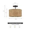 Bohemian 13.6 Inch Round Rattan Drum 2-Light Ceiling Light Semi Flush Mount