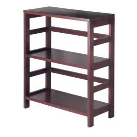 Contemporary 3 Tier Bookcase Storage Shelf in Espresso Wood Finish