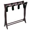 Solid Wood Folding Luggage Rack – Dark Brown with Black Straps